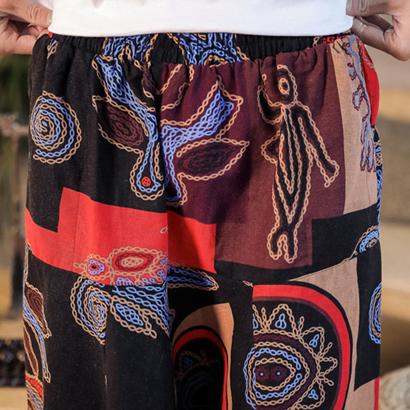 Haremshose aus Baumwolle für Herren mit Buddha Stones und Blumenmuster und Taschen - image 9