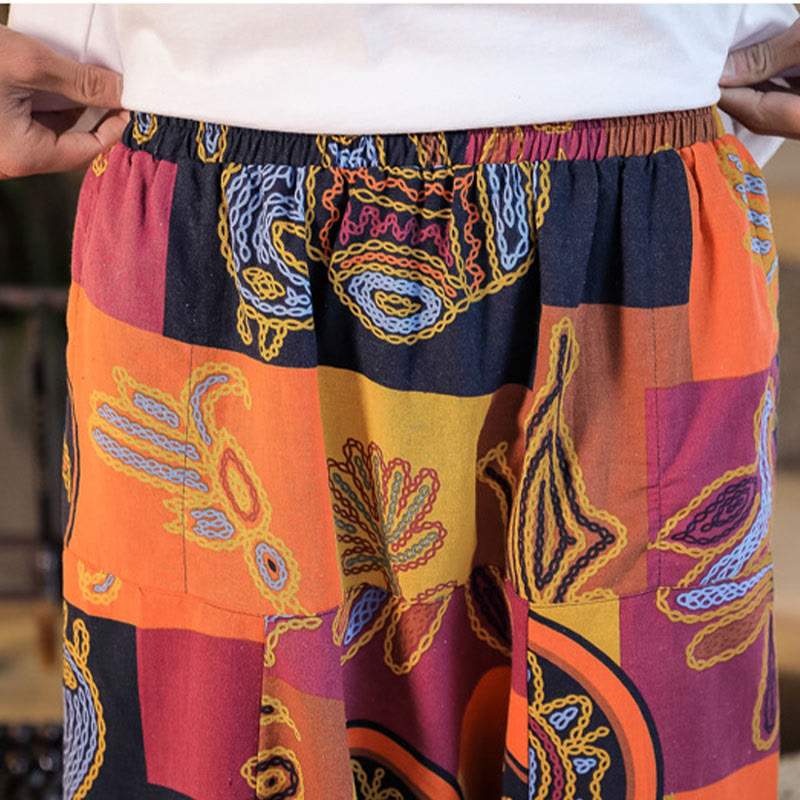 Haremshose aus Baumwolle für Herren mit Buddha Stones und Blumenmuster und Taschen - image 20