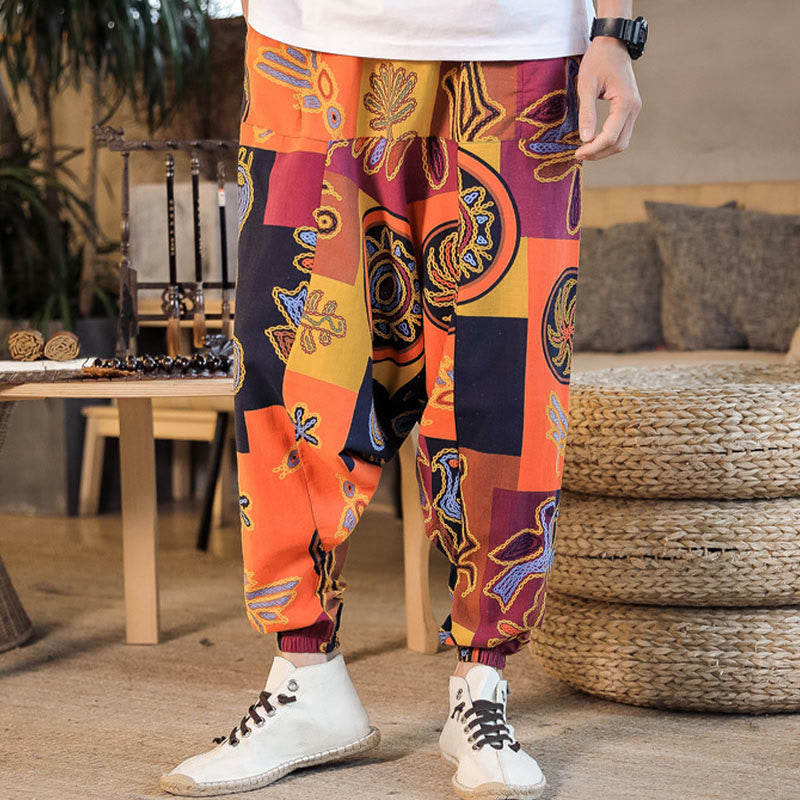 Herren-Haremshose mit Taschen , Buddha Stones -Gitterblumenmuster - image 13