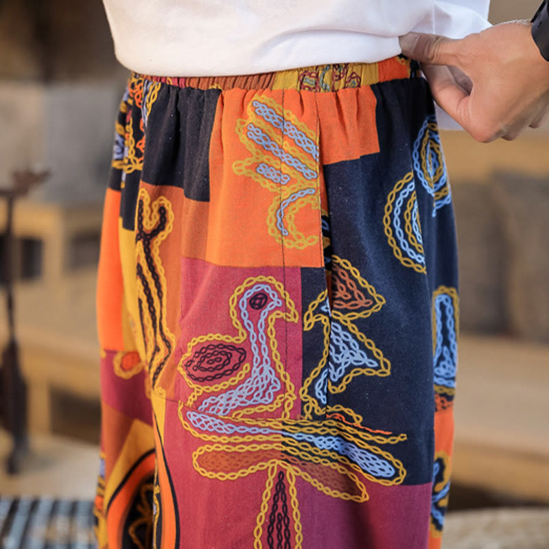 Haremshose aus Baumwolle für Herren mit Buddha Stones und Blumenmuster und Taschen - image 21