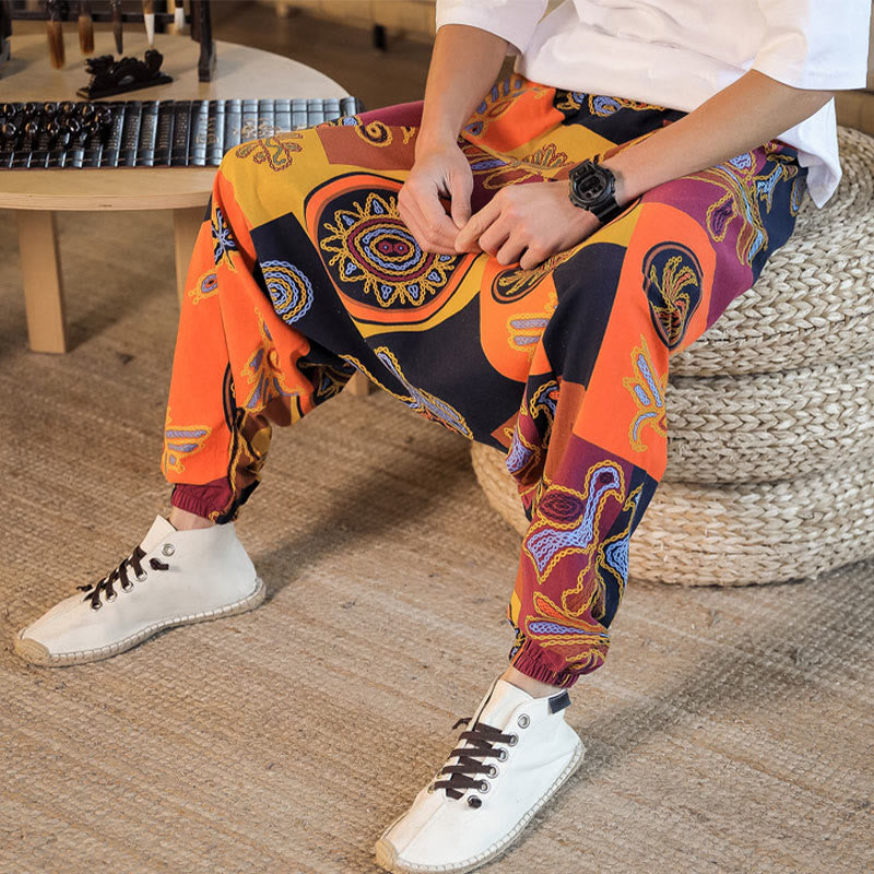 Herren-Haremshose mit Taschen , Buddha Stones -Gitterblumenmuster - image 18
