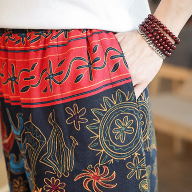 Buddha Stones Buntes Kamelfigurenmuster Haremshose aus Baumwolle für Herren mit Taschen - image 7