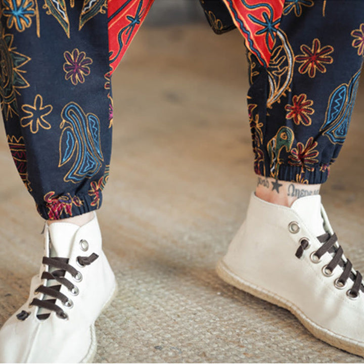 Buddha Stones Buntes Kamelfigurenmuster Haremshose aus Baumwolle für Herren mit Taschen - image 10