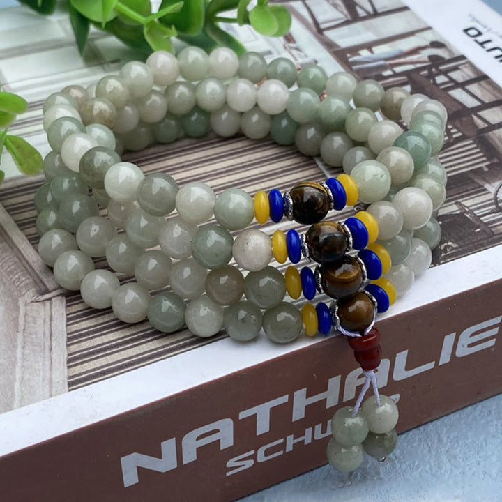 Buddha Stones 108 Mala-Perlen, natürliche Shetai-Jade, Glücks- und Wohlstandsarmband