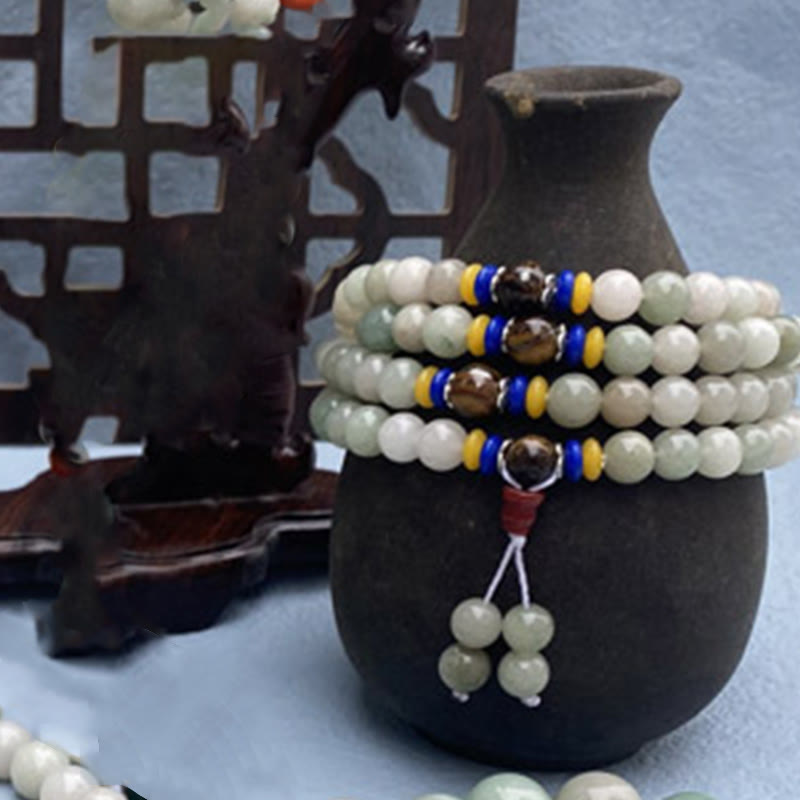 Buddha Stones 108 Mala-Perlen, natürliche Shetai-Jade, Glücks- und Wohlstandsarmband