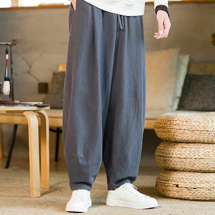 Buddha Stones Herren-Haremshose mit Kordelzug und Taschen, einfarbig - Schiefergrau - US/UK/AU46, EU56 (5XL) - image 31