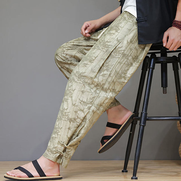 Buddha Stones Bambus Knöchelhose mit Froschknopf und Kordelzug für Herren mit Taschen - image 4