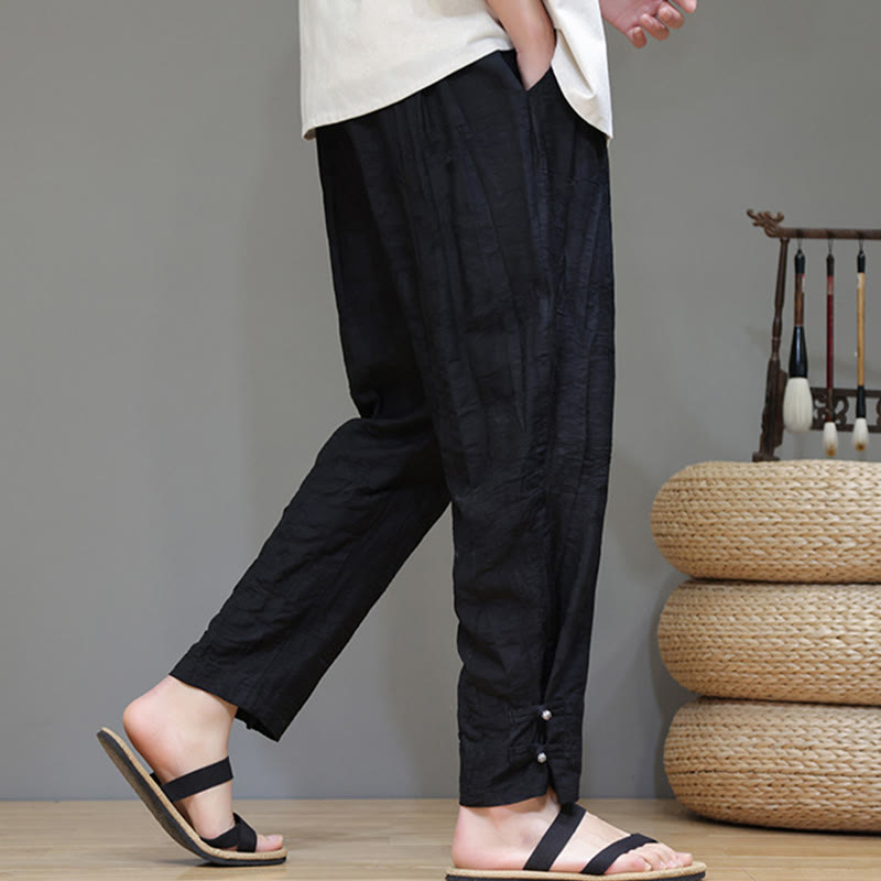 Buddha Stones Bambus Knöchelhose mit Froschknopf und Kordelzug für Herren mit Taschen - image 16