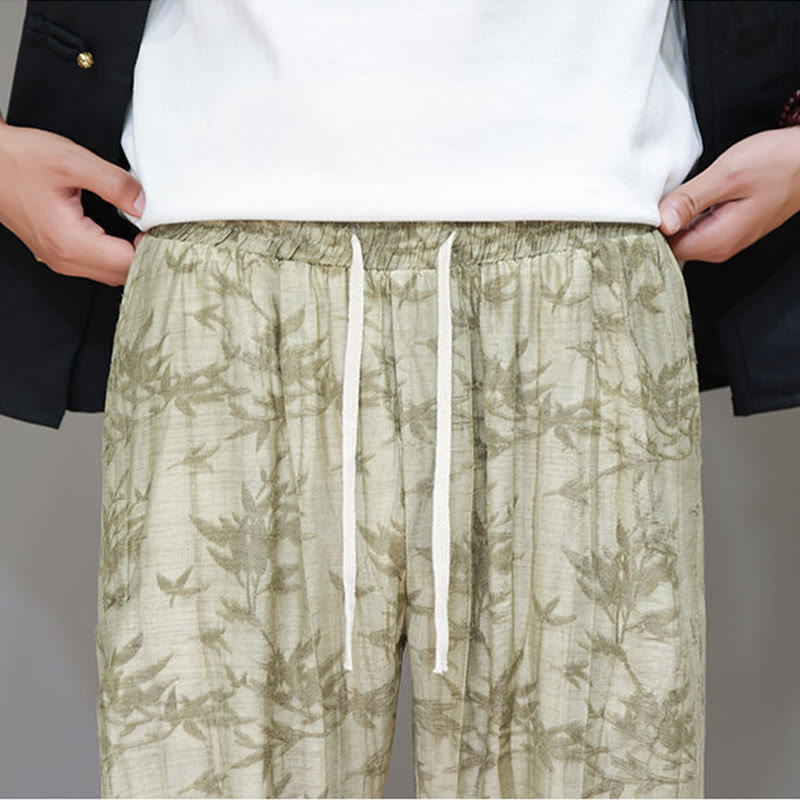 Buddha Stones Bambus Knöchelhose mit Froschknopf und Kordelzug für Herren mit Taschen - image 8