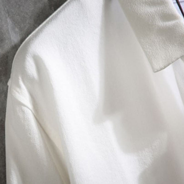 Buddha Stones Lässiges, einfarbiges Herrenhemd mit Dreiviertelärmeln und Knopfleiste vorne - image 3