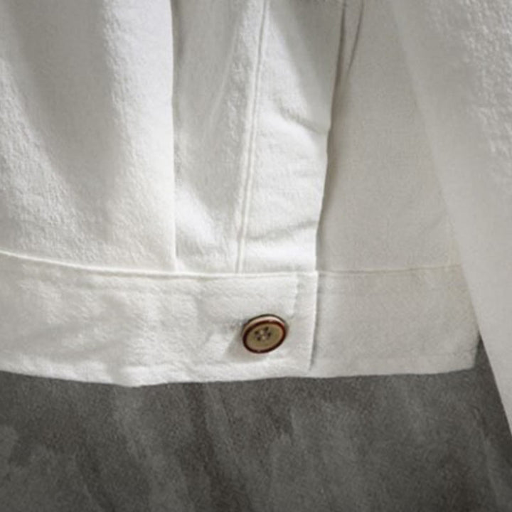 Buddha Stones Lässiges, einfarbiges Herrenhemd mit Dreiviertelärmeln und Knopfleiste vorne - image 8