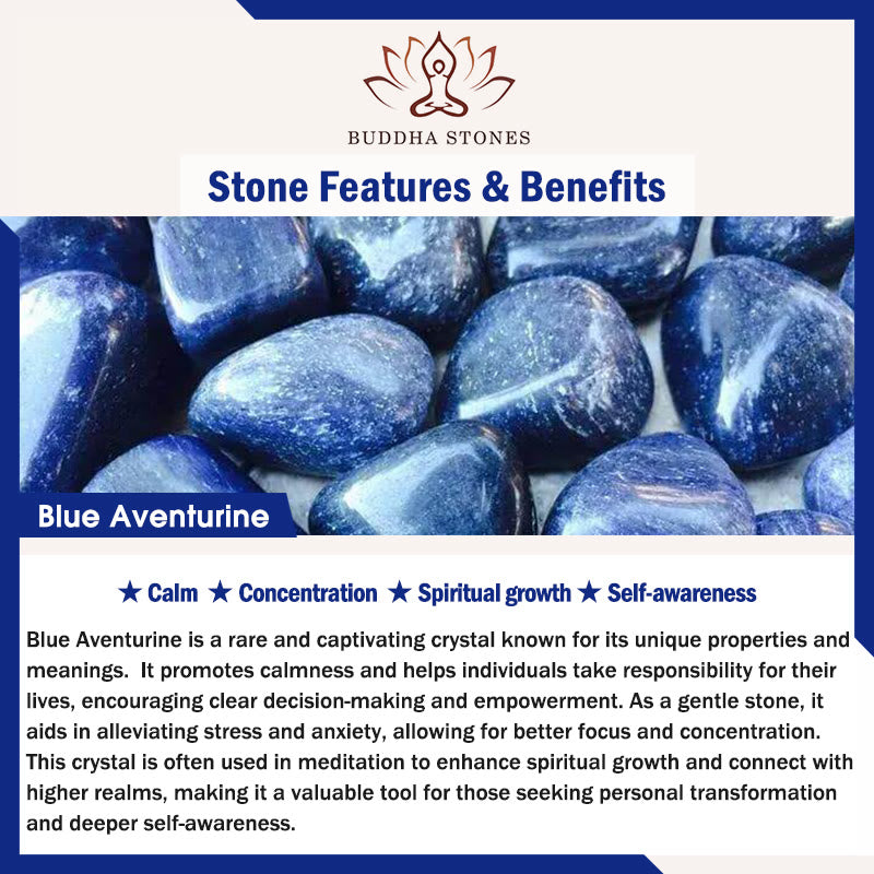 Buddha Stones 108 Mala-Perlen, mehrschichtiges, natürliches, blaues Aventurin-Lotus-Ruhearmband - image 12