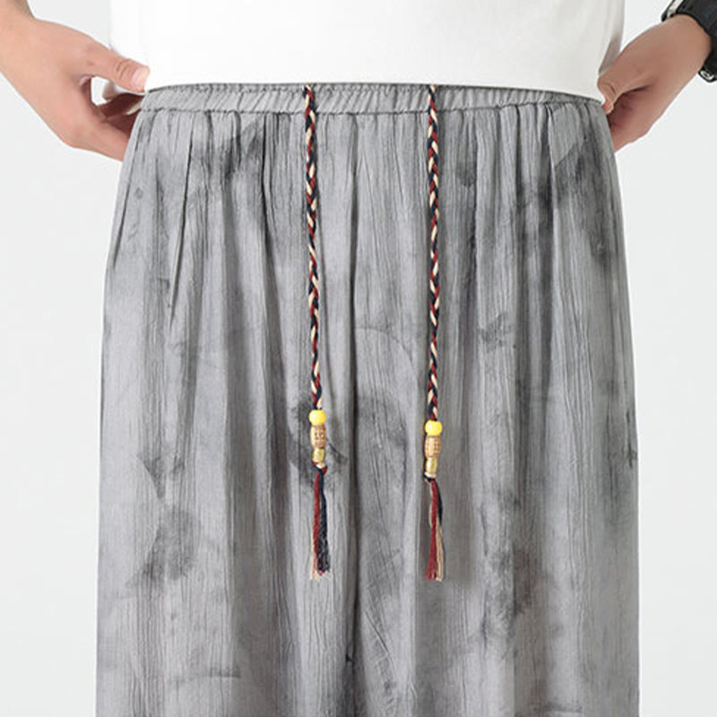 Buddha Stones Flower Sketch Geflochtene Kordelzug Leinen Herrenhose mit Taschen - image 10