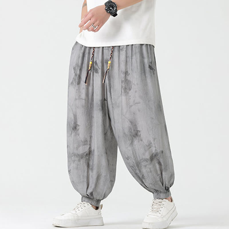 Buddha Stones Flower Sketch Geflochtene Kordelzug Leinen Herrenhose mit Taschen - image 6