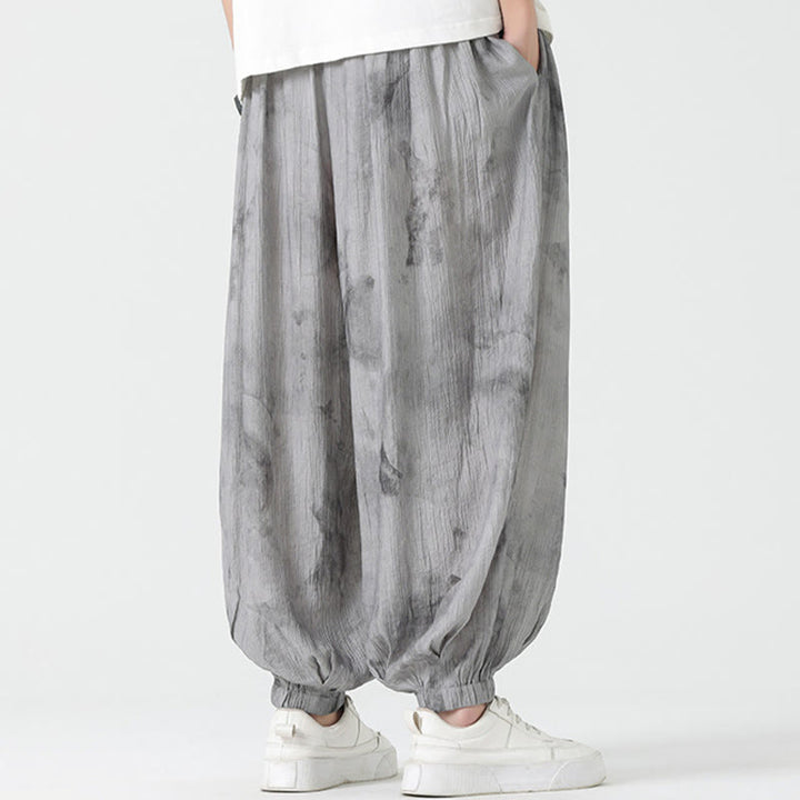 Buddha Stones Flower Sketch Geflochtene Kordelzug Leinen Herrenhose mit Taschen - image 3