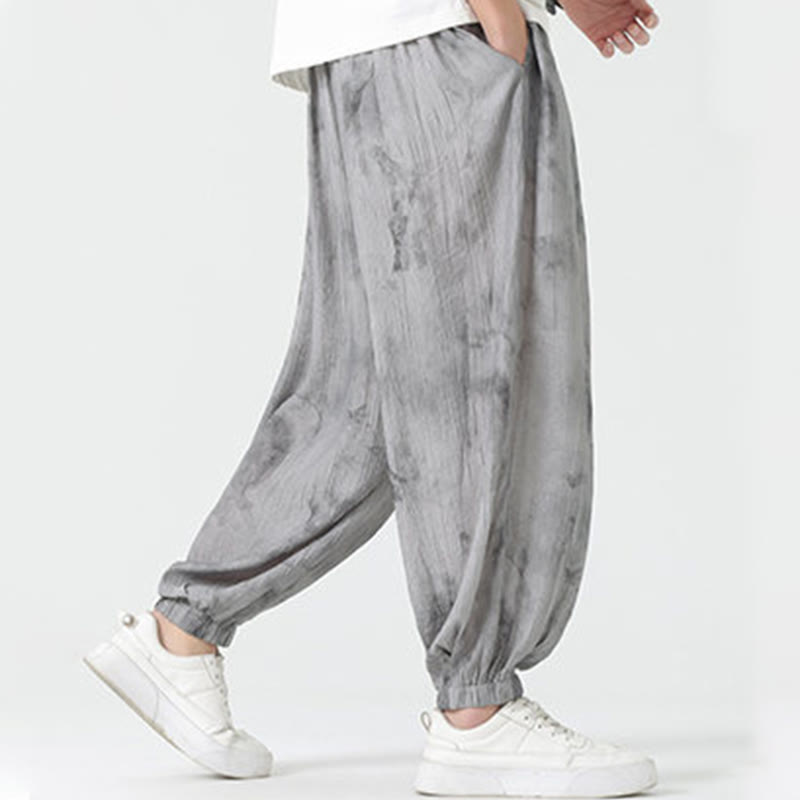 Buddha Stones Flower Sketch Geflochtene Kordelzug Leinen Herrenhose mit Taschen - image 8