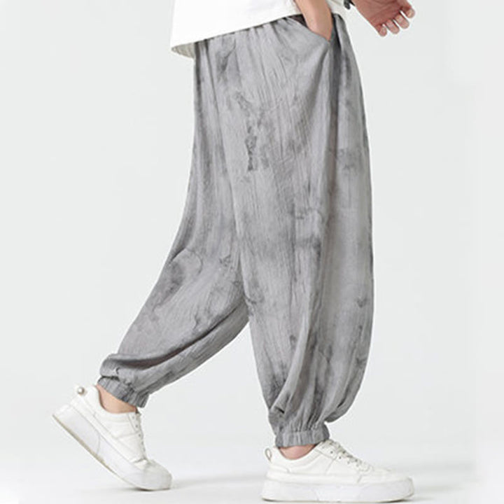 Buddha Stones Flower Sketch Geflochtene Kordelzug Leinen Herrenhose mit Taschen - image 8