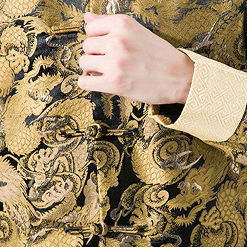 Buddha Stones, chinesischer Drache, Froschknopf, Tang-Anzug, Baumwolle, Herrenjacke, Hemd  - image 9