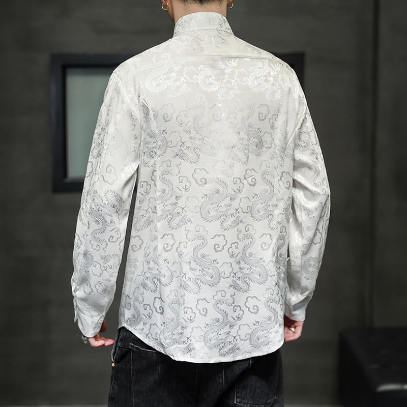 Buddha Stones Casual Drachenmuster Froschknopf Tang Anzug Leinen Herrenjacke Hemd - image 17