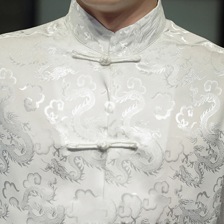 Buddha Stones Casual Drachenmuster Froschknopf Tang Anzug Leinen Herrenjacke Hemd - image 18