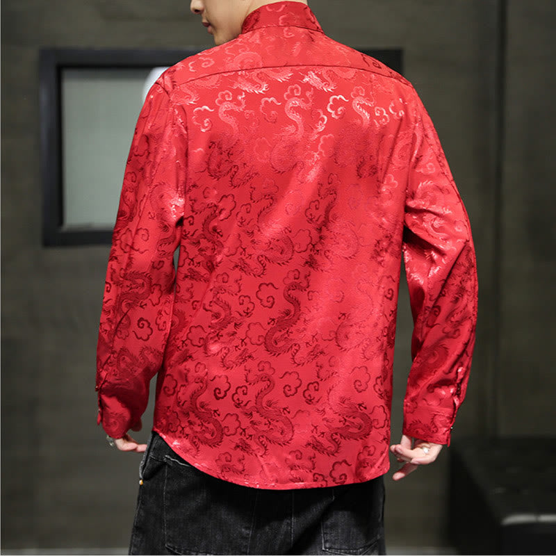 Buddha Stones Casual Drachenmuster Froschknopf Tang Anzug Leinen Herrenjacke Hemd - image 53