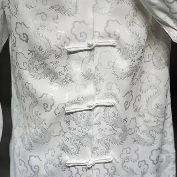 Buddha Stones Casual Drachenmuster Froschknopf Tang Anzug Leinen Herrenjacke Hemd - image 19