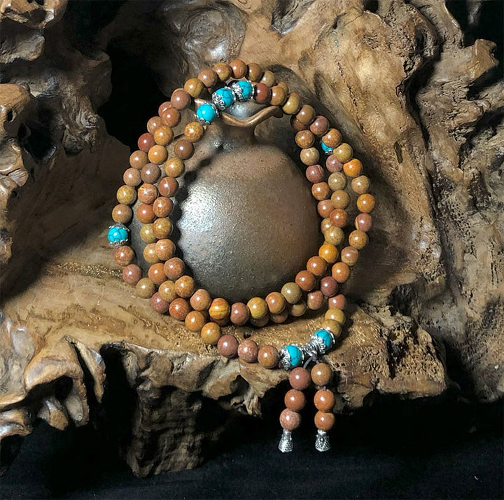 Buddha Stones 108 Mala-Perlen Bian Stone Heilarmband