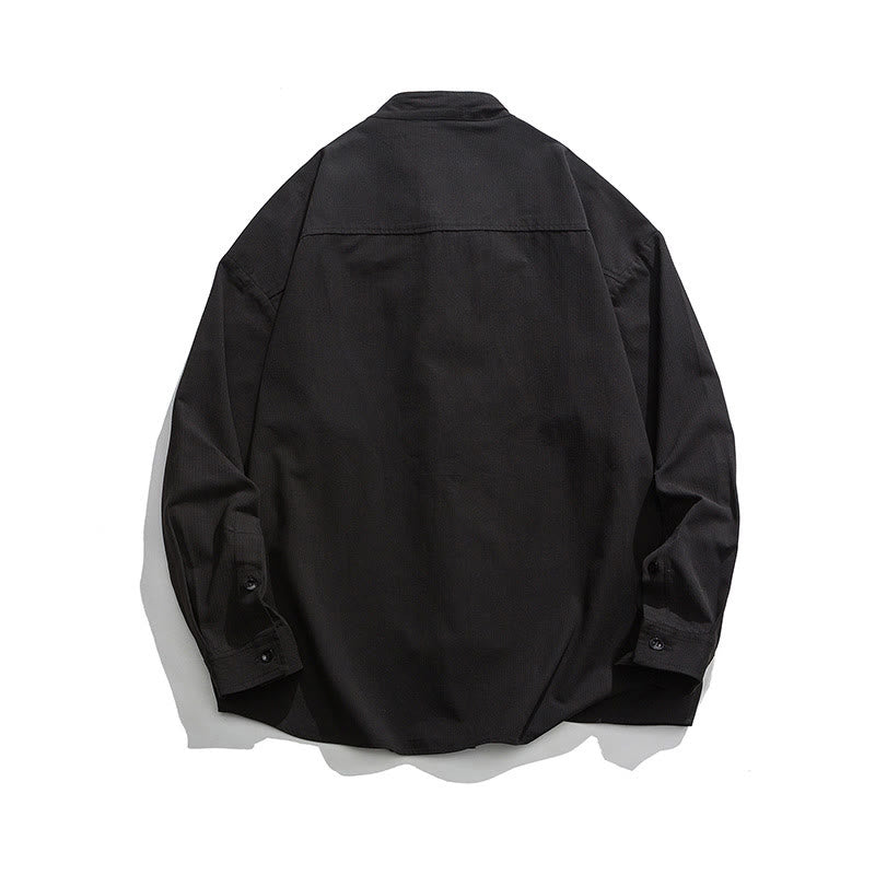 Buddha Stones Einfarbiges Froschknopf-Tang-Anzug-Baumwoll-Herren-Jackenhemd  - image 9