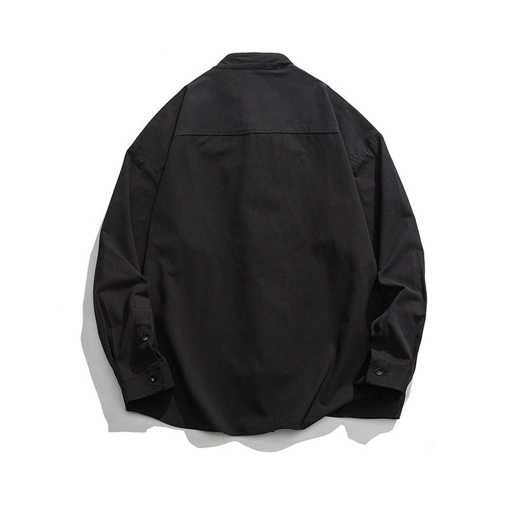 Buddha Stones Einfarbiges Froschknopf-Tang-Anzug-Baumwoll-Herren-Jackenhemd  - image 9