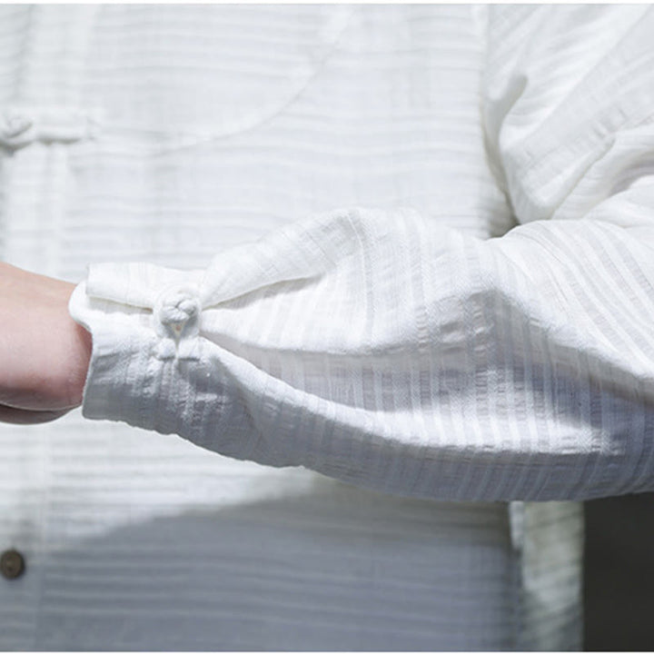 Buddha Stones Einfarbiger Tang-Anzug aus Baumwolle und Leinen mit halbem Froschknopf für Herren  - image 19