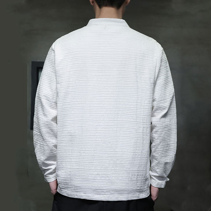 Buddha Stones Einfarbiger Tang-Anzug aus Baumwolle und Leinen mit halbem Froschknopf für Herren  - image 12