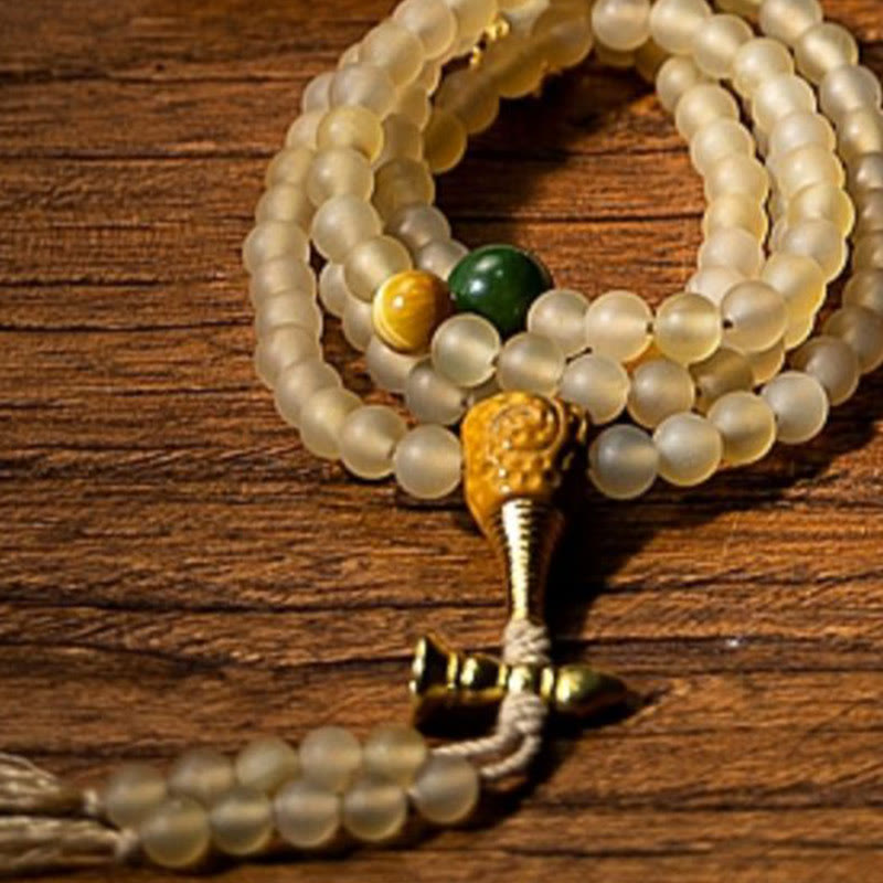 Buddha Stones Tibet 108 Mala Perlen Chinesisches Sternzeichen Natal Buddha Natürliches Schafhorn Reichtum Armband