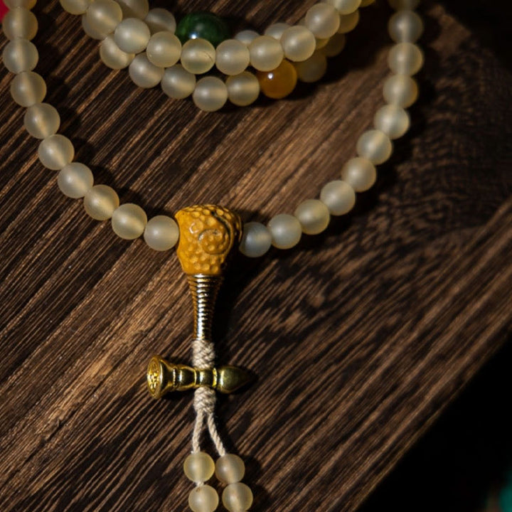 Buddha Stones Tibet 108 Mala Perlen Chinesisches Sternzeichen Natal Buddha Natürliches Schafhorn Reichtum Armband