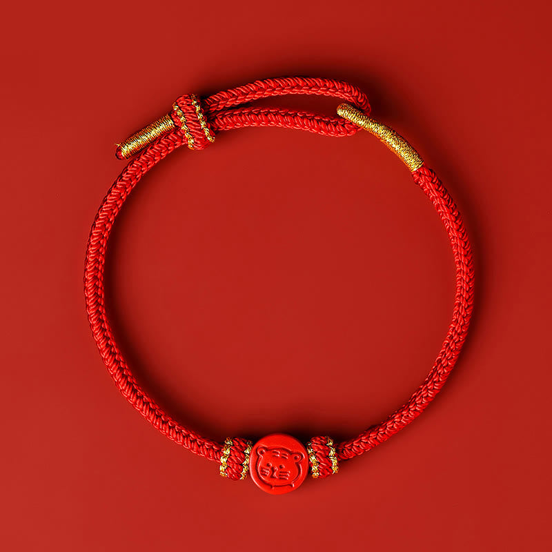 Armband mit Buddha Stones, chinesisches Sternzeichen, rote Schnur, achtfädig, Friedensknoten, Zinnober, Schutz, Glück