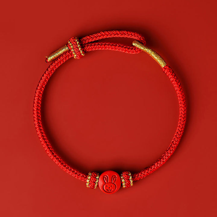 Armband mit Buddha Stones, chinesisches Sternzeichen, rote Schnur, achtfädig, Friedensknoten, Zinnober, Schutz, Glück