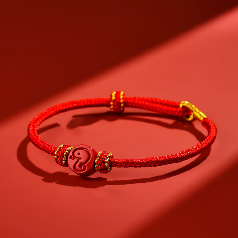 Armband mit Buddha Stones, chinesisches Sternzeichen, rote Schnur, achtfädig, Friedensknoten, Zinnober, Schutz, Glück