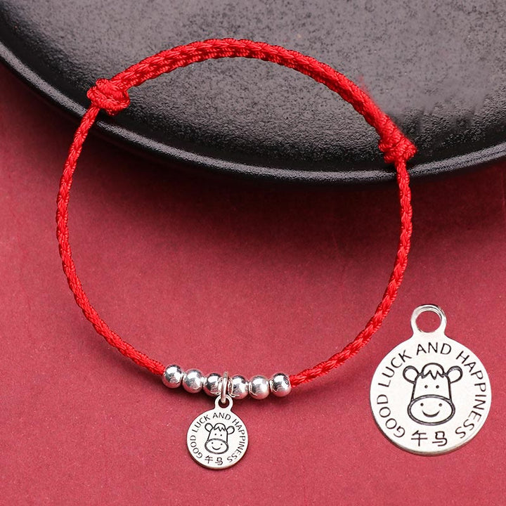 Buddha Stones Chinesisches Sternzeichen Kind Rote Schnur 999 Sterling Silber Schutzarmband