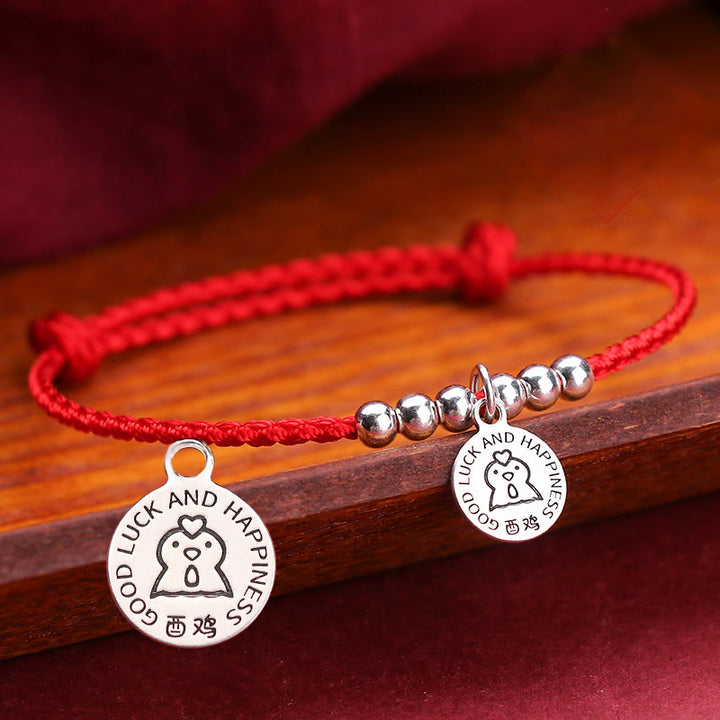 Buddha Stones Chinesisches Sternzeichen Kind Rote Schnur 999 Sterling Silber Schutzarmband