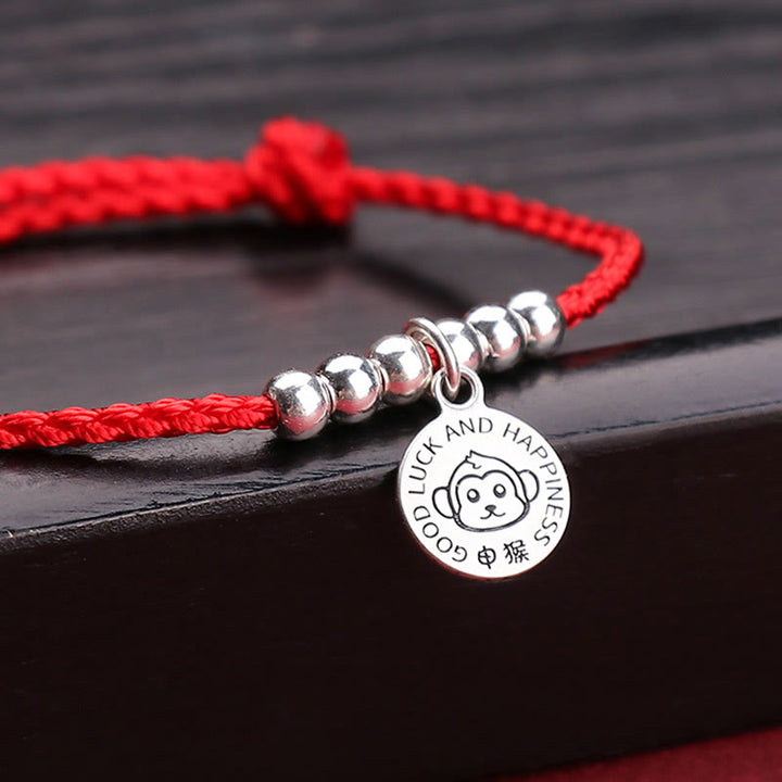 Buddha Stones Chinesisches Sternzeichen Kind Rote Schnur 999 Sterling Silber Schutzarmband