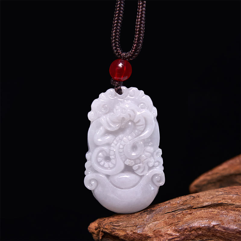 Buddha Stones Lucky Das Jahr der Schlange 2025 Jade Red String Schutz Bundle-1