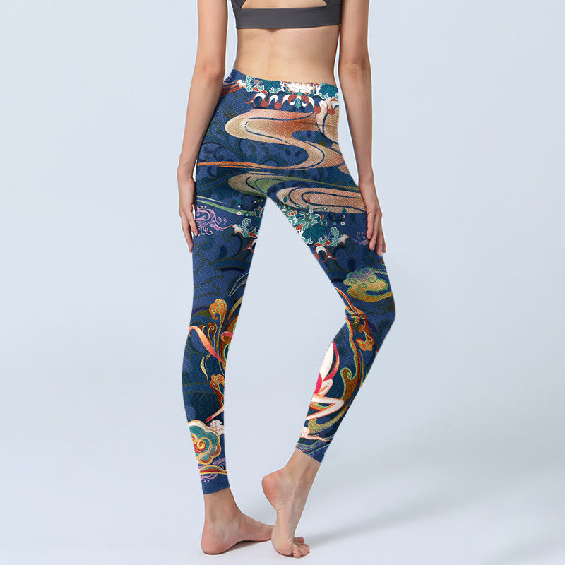 Buddha Stones ​​Hirsch Glückverheißende Wolken Lotus Gym Leggings frauen Yoga Hosen - image 5