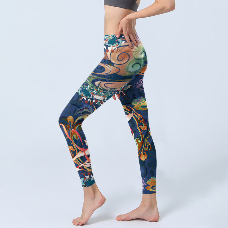 Buddha Stones ​​Hirsch Glückverheißende Wolken Lotus Gym Leggings frauen Yoga Hosen - image 2