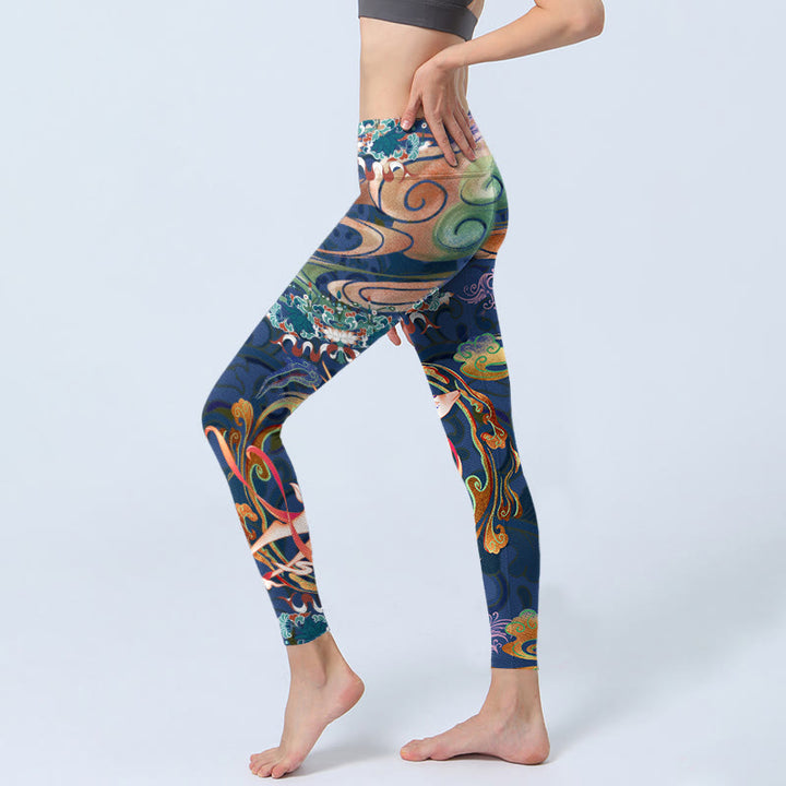 Buddha Stones ​​Hirsch Glückverheißende Wolken Lotus Gym Leggings frauen Yoga Hosen - image 2