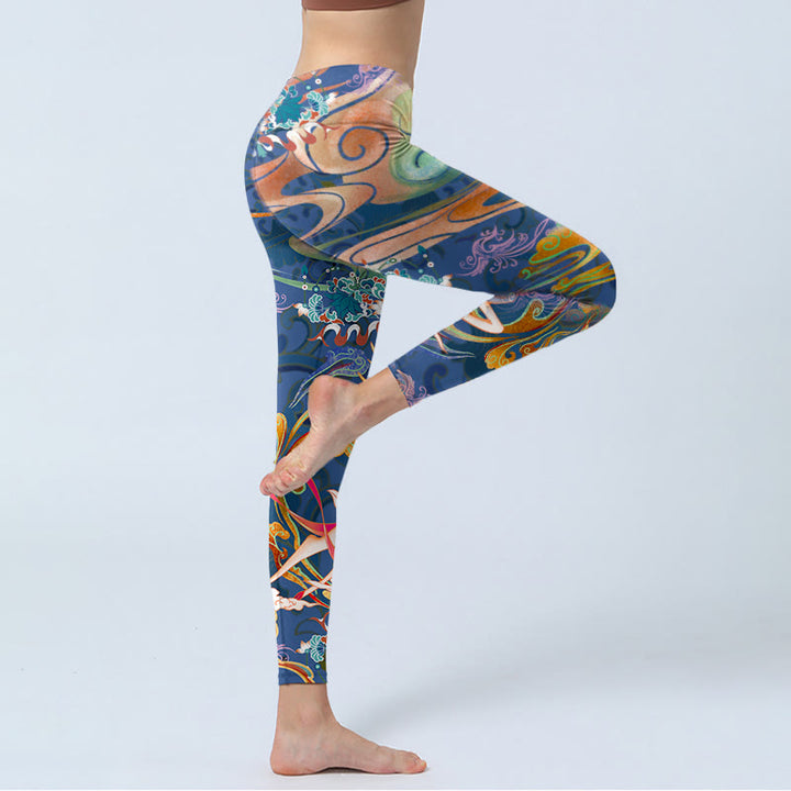 Buddha Stones ​​Hirsch Glückverheißende Wolken Lotus Gym Leggings frauen Yoga Hosen - image 3
