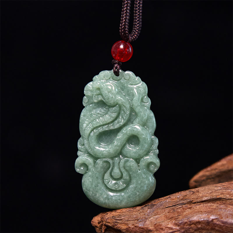 Buddha Stones Lucky Healing Das Jahr der Schlange 2025 Jade Weißer Kristall Rote Schnur Schutzpaket