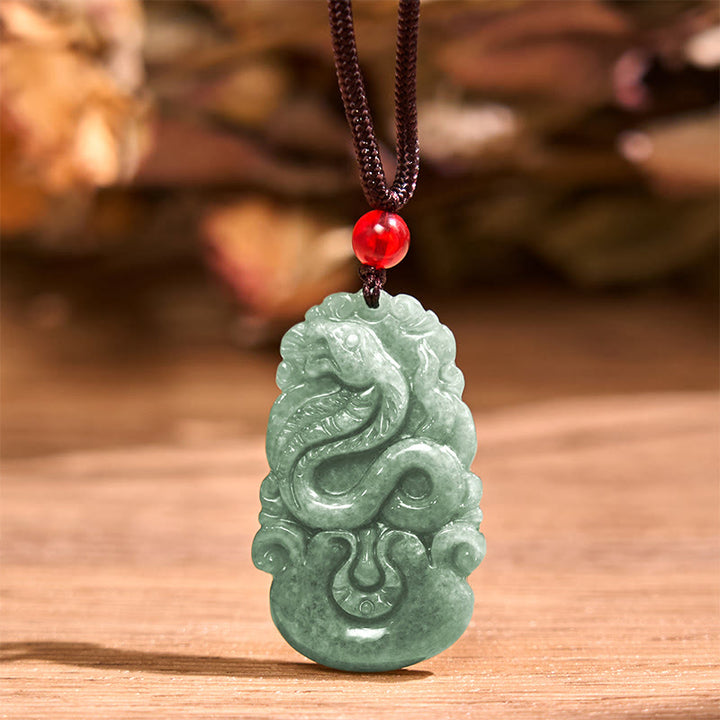 Buddha Stones Lucky Healing Das Jahr der Schlange 2025 Jade Weißer Kristall Rote Schnur Schutzpaket