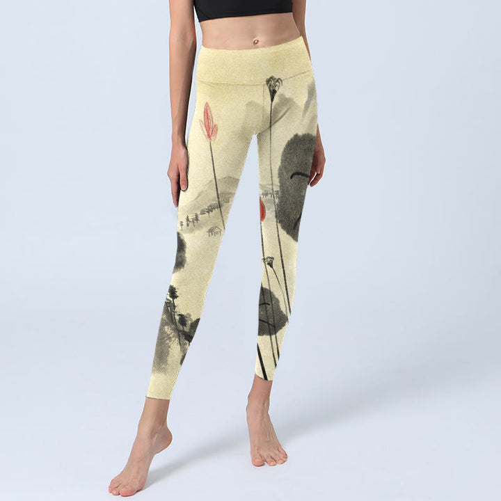 Buddha Stones ​​Lotus Berge Haus Druck Gym Leggings frauen Yoga Hosen - image 6