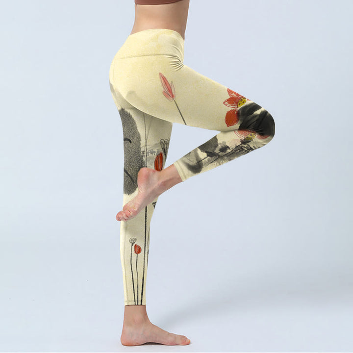 Buddha Stones ​​Lotus Berge Haus Druck Gym Leggings frauen Yoga Hosen - image 4