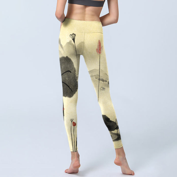 Buddha Stones ​​Lotus Berge Haus Druck Gym Leggings frauen Yoga Hosen - image 7