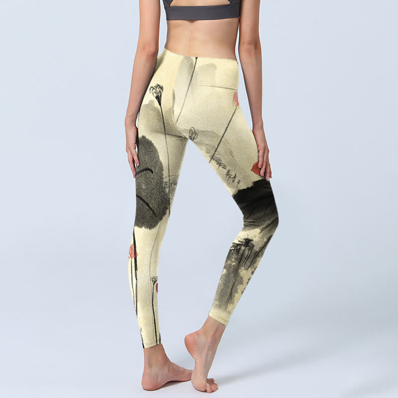 Buddha Stones ​​Lotus Berge Haus Druck Gym Leggings frauen Yoga Hosen - image 5